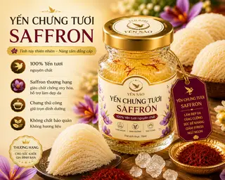 Hình ảnh Yến chưng tươi Saffron ( nhụy hoa nghệ tây - không dùng cho phụ nữ mang thai)
