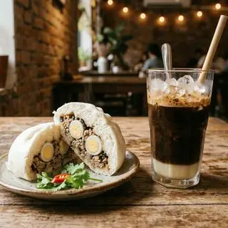 Hình ảnh Combo Bánh bao 2 trứng cút + Cafe Sữa