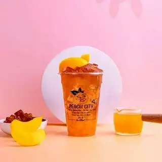 Hình ảnh Trà đào dầm đầy đủ 700ml