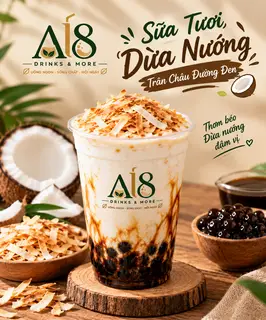 Hình ảnh Sữa Tươi Dừa Nướng Trân Châu Đường Đen