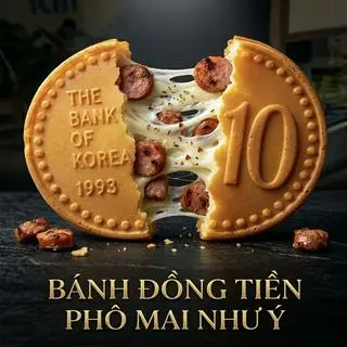 Hình ảnh Bánh đồng tiền phô mai + xúc xích heo