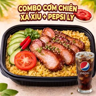 Hình ảnh combo cơm chiên xá xíu + 1 ly nước