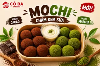 Hình ảnh bánh mochi chấm kem sữa -mix vị trà xanh cacao