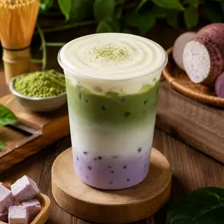 Hình ảnh Kem muối khoai môn mix matcha latte