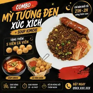 Hình ảnh Combo 2 - Mỳ tương đen xúc xích+ soup kimchi ( Tặng 5 cá viên)