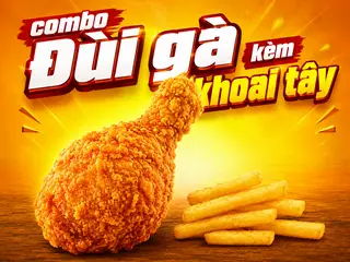 Hình ảnh Đùi gà + khoai tây( không lắc phô mai)