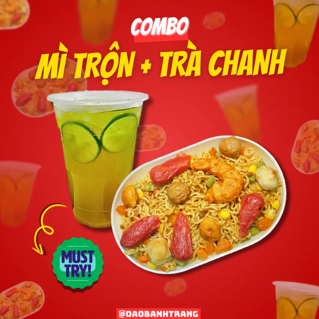 Hình ảnh Combo Mì Trộn Viên Chiên + Trà Chanh Tươi Lipton
