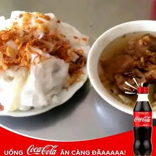 Hình ảnh Bánh cuốn chay - chả nướng - coca