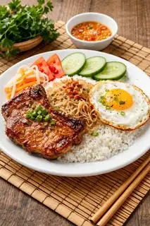 Hình ảnh Cơm sườn + Bì + Ốp la