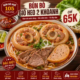 Hình ảnh Bún Bò Giò Heo (chọn kèm 1 topping)– Đậm đà chuẩn vị Huế