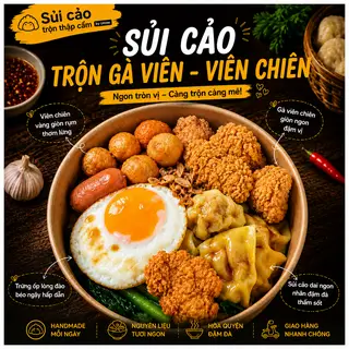 Hình ảnh (Bigsize) Sủi cảo nhân thịt Trộn Gà Viên, Viên Chiên trứng – Gấp Đôi Đạm, Gấp Đôi Vị