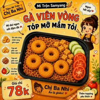 Hình ảnh mì samyang trộn gà viên vòng 