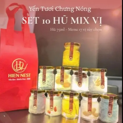 Hình ảnh Set 10 hũ 75ml Yến Nóng Chưng Thủ Công mix vị tùy chọn
