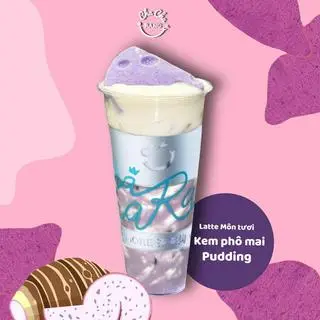 Hình ảnh Latte Khoai môn tươi mix Kem chesse & Pudding (M)