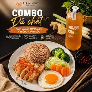 Hình ảnh HEALTHY ĐỦ CHẤT (Cơm gà thái size S + trứng + rau luộc)