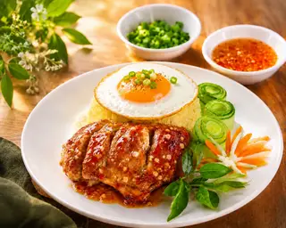 Hình ảnh 1 Cơm Má Đùi Gà+1 Trứng Ốp La