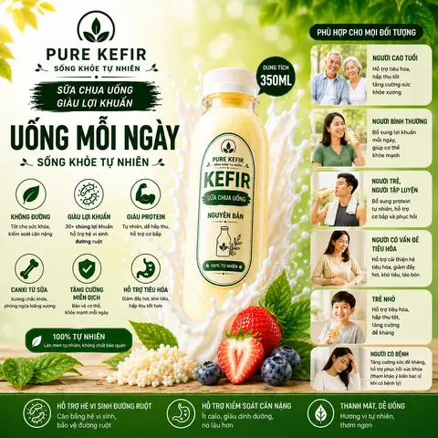 Hình ảnh Sữa Chua Kefir Không Đường Chua Dịu Dễ Uống - Chai 350ml