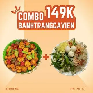 Hình ảnh Combo cá viên chiên thập cẩm + bánh tráng trộn