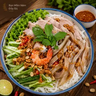 Hình ảnh Bún Mắm Nêm Tôm, Thịt, Tai