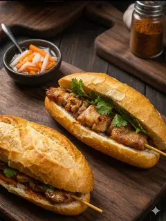 Hình ảnh Bánh Mì Thịt Nướng Than Hồng
