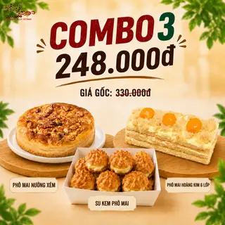 Hình ảnh Combo 248K (Burnt Cheesecake - PMHK 6 Lớp - Su Kem)