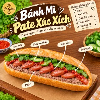 Hình ảnh Bánh Mỳ Pate Xúc Xích