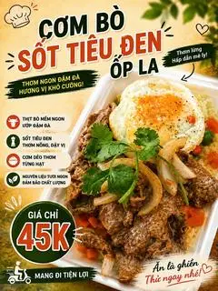 Hình ảnh Cơm Bò Sốt Tiêu Đen Ốp La