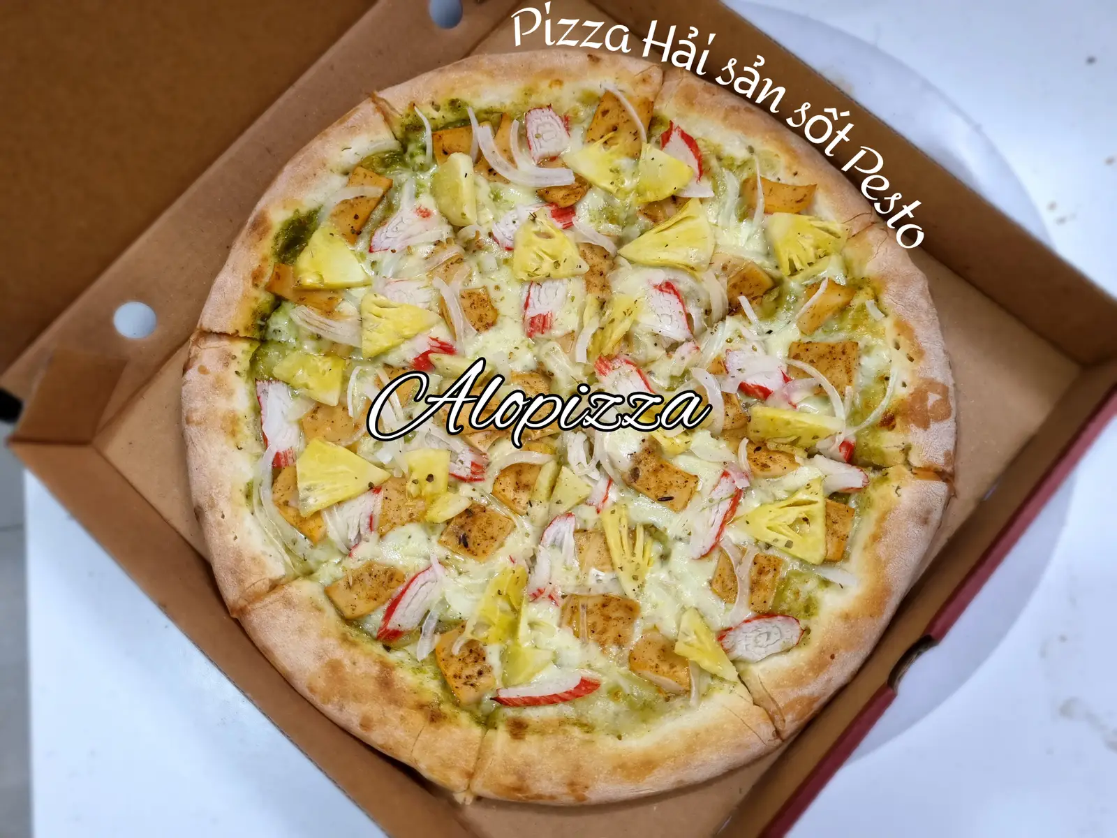 Hình ảnh Pizza Tươi Hải sản sốt Pesto