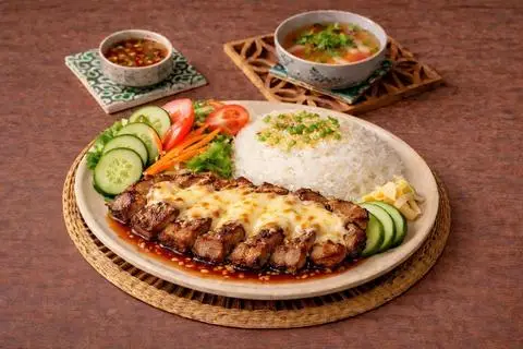 Hình ảnh Cơm thịt nướng sốt phô mai