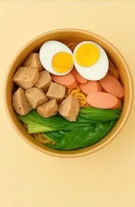 Hình ảnh Mì Trộn Bò viên gân, trứng, xúc xích