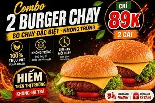 Hình ảnh COMBO 2 CÁI HAMBURGER CHAY CAO CẤP