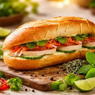Hình ảnh Bánh mì chay đầy đủ