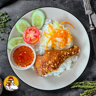 Hình ảnh Cơm gà xốt mắm tỏi đùi