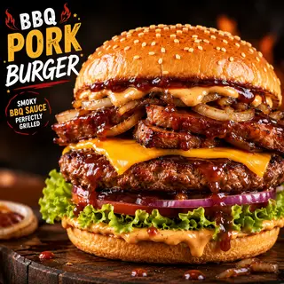 Hình ảnh BBQ pork  Burger-BBQ heo burger 