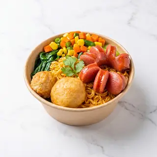 Hình ảnh Mì Trộn Indomie Xúc Xích Bông Hoa & Chả Cá Surimi