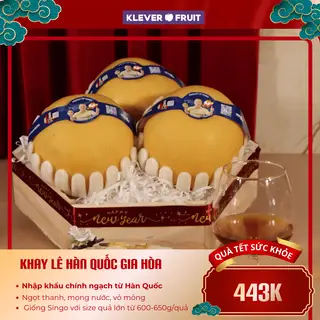 Hình ảnh [TẾT 2026] Quà Tết Khay Gỗ Lục Giác 3 Quả Lê Singo Hàn Quốc – Klever Fruit
