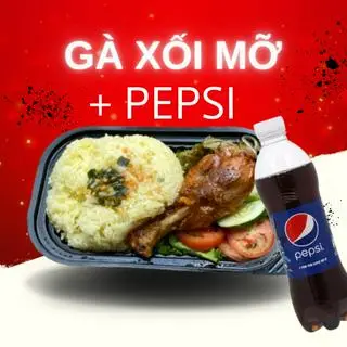 Hình ảnh Cơm Gà Xối Mỡ + Coca-Cola 