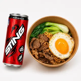 Hình ảnh Combo Ăn Ngon - Mì Trộn Bò Xào + Trứng ốp la + 1 Sting 