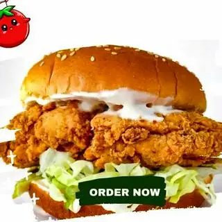 Hình ảnh Burger gà giòn sốt kem hành