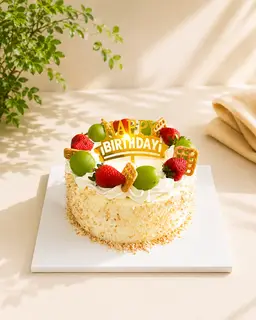 Hình ảnh bánh kem bắp mix bánh và trái cây