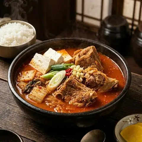 Hình ảnh Canh Kimchi Xương Heo + Cơm trắng - 등갈비 김치찌개