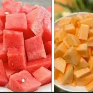 Hình ảnh Dưa lưới - dưa hấu - hộp 800g tặg 2 bịch muối tây ninh 