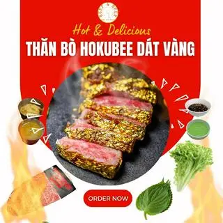 Hình ảnh Thăn ngoại bò Hokubee Úc BBQ dát vàng 24k- Beef Striploin Hokubee with gold leaf