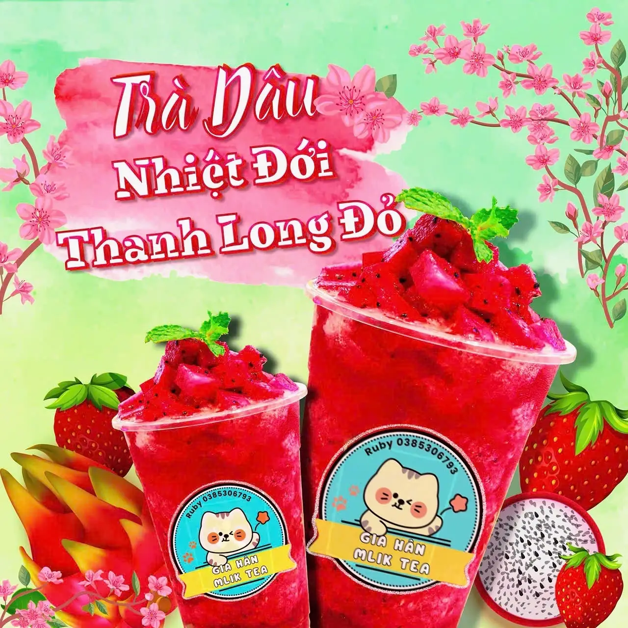 Hình ảnh Trà dâu thanh long đỏ