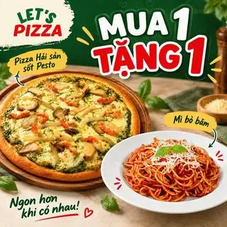Hình ảnh MUA 1 TẶNG 1: Pizza Hải Sản Sốt Pesto- Size 26cm❤️( ĐƯỢC YÊU THÍCH)  TẶNG 1 MÌ Ý