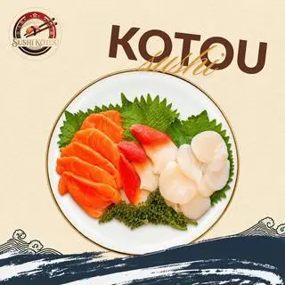 Hình ảnh Sashimi 5 cá hồi Na Uy 3  sò đỏ 3 sò điệp