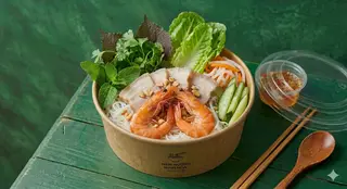 Hình ảnh Combo Hương Vị Quê: Bún Thịt luộc và Tôm + 1 Gỏi Cuốn Nem Nướng + 1 Nước Sâm/ Suối
