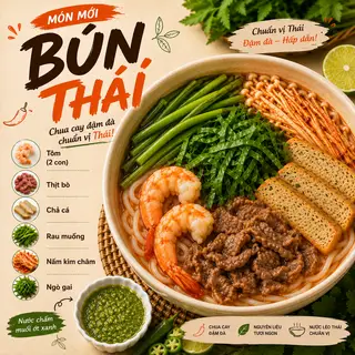 Hình ảnh Bún Thái Tôm Bò