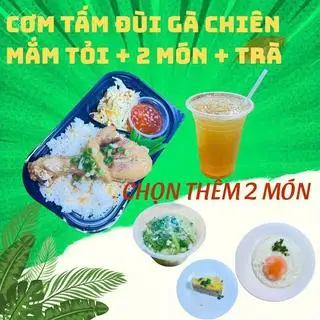 Hình ảnh Cơm Tấm Đùi Gà Chiên Mắm + 2 Món + Trà Tắc