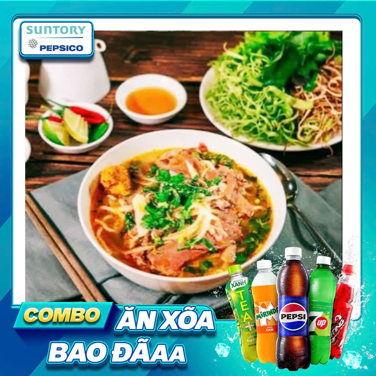 Hình ảnh Bún Bò Tái + Pepsi